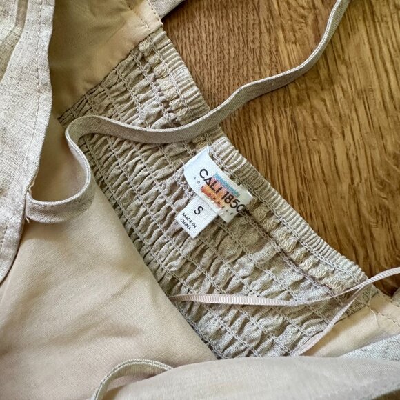 CALI 1850 {NWT} Lined Tiered Maxi Dress | Small, oatmeal | spaghetti strap - Picture 7 of 13